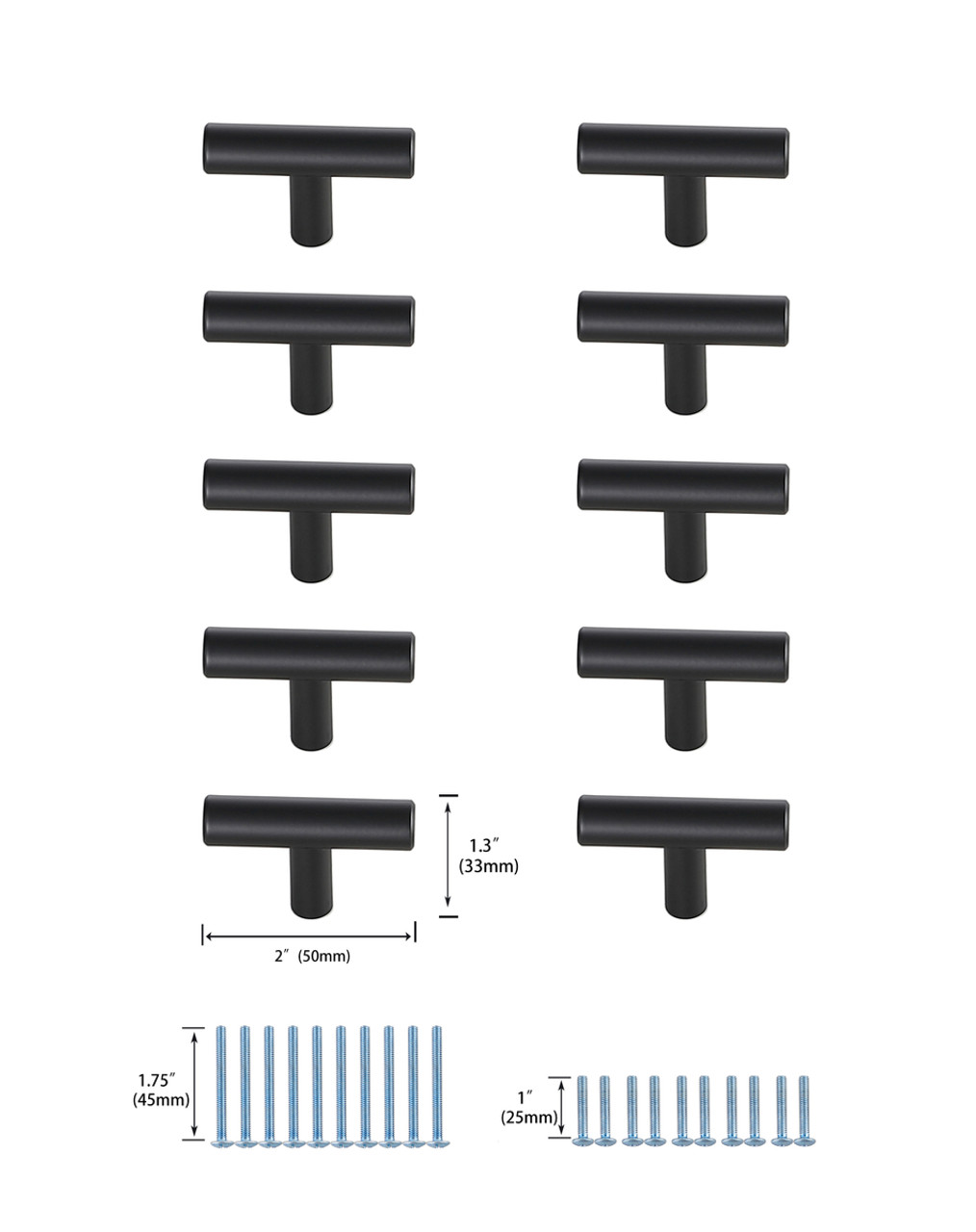 Elegant Decor PL400-1-MB-10PK Quinn Matte Black T Bar Pull Multipack (set of 10) Elegant Decor PL400-1-MB-10PK Quinn Matte Black T Bar Pull Multipack (set of 10)