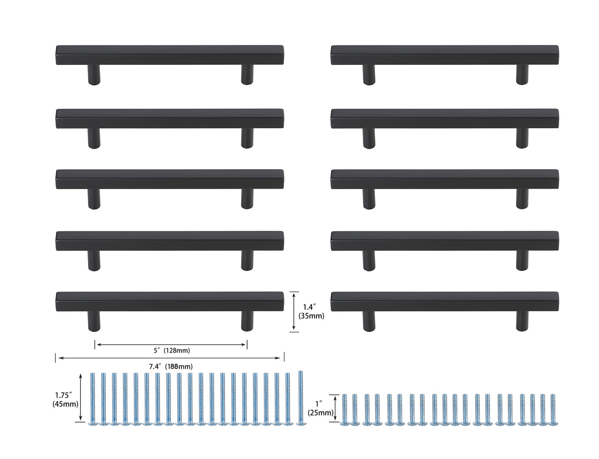 Elegant Decor PL402-5-MB-10PK Dior 5" Center to Center Matte Black Bar Pull Multipack (set of 10)