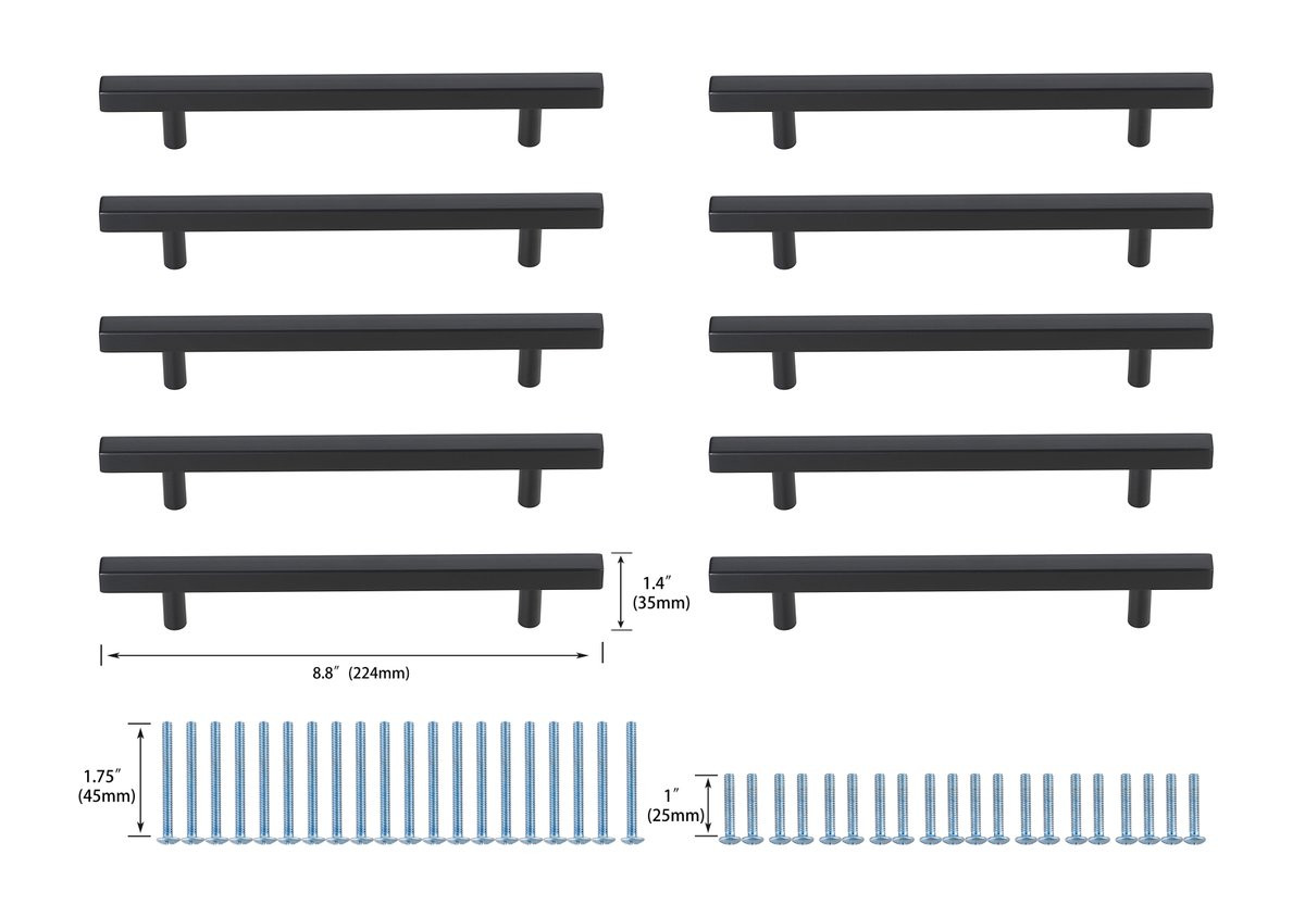 Elegant Decor PL402-6-MB-10PK Dior 6-5/16" Center to Center Matte Black Bar Pull Multipack (set of 10)