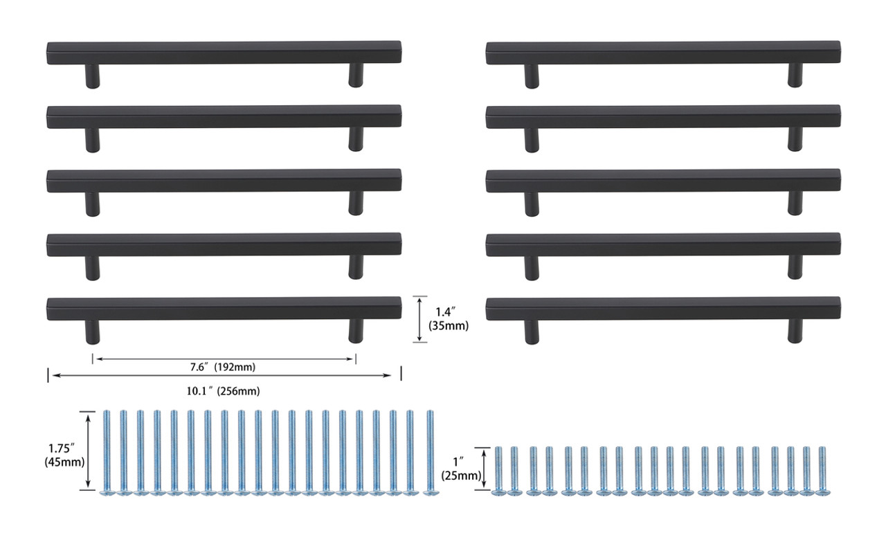 Elegant Decor PL402-7-MB-10PK Dior 7-9/16" Center to Center Matte Black Bar Pull Multipack (set of 10) Elegant Decor PL402-7-MB-10PK Dior 7-9/16" Center to Center Matte Black Bar Pull Multipack (set of 10)