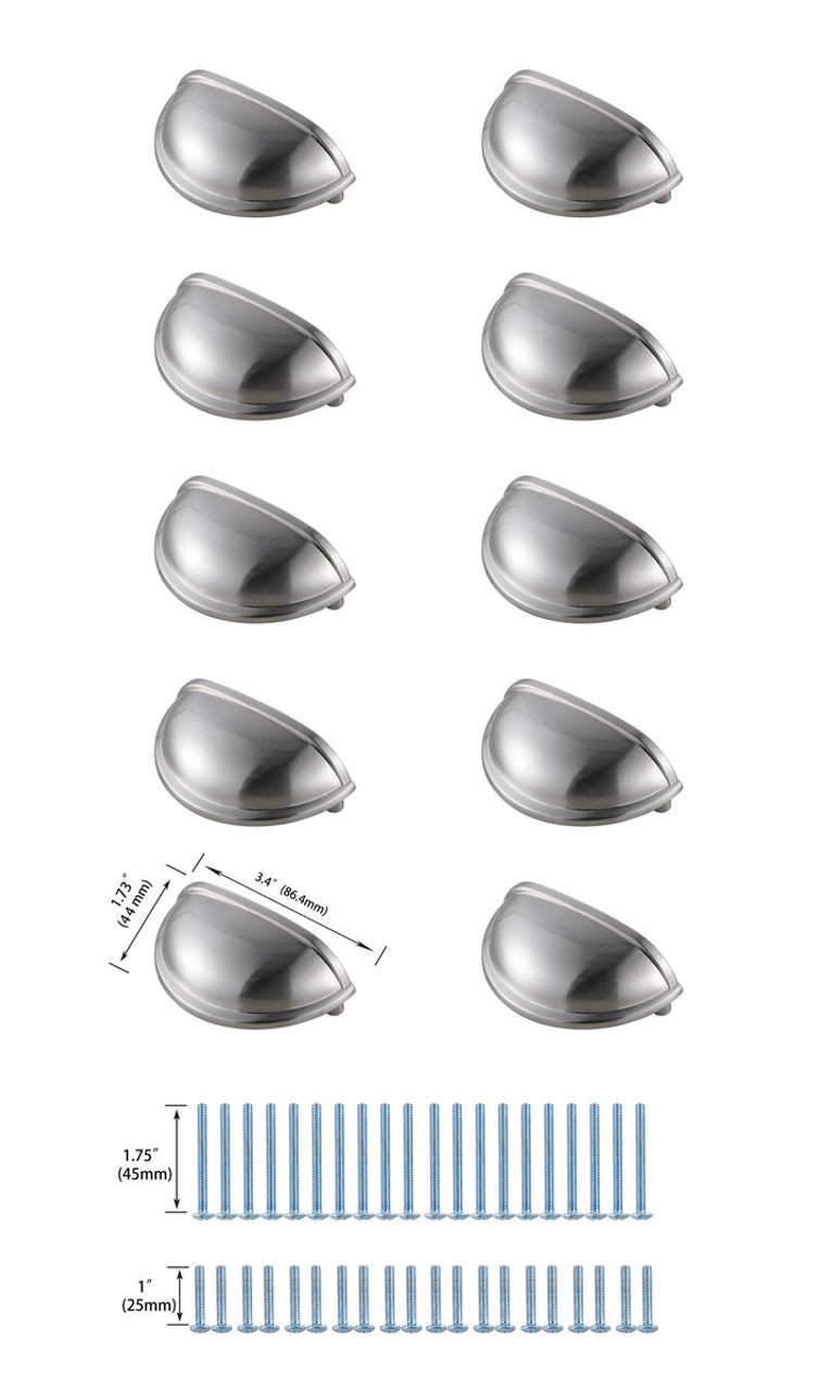 Elegant Decor PL3002-NK-10PK Atticus 3" Center to Center Brushed Nickel Cup Bar Pull Multipack (set of 10) Elegant Decor PL3002-NK-10PK Atticus 3" Center to Center Brushed Nickel Cup Bar Pull Multipack (set of 10)