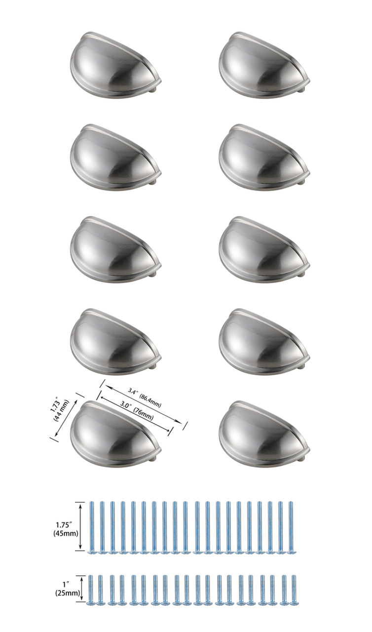 Elegant Decor PL3002-NK-10PK Atticus 3" Center to Center Brushed Nickel Cup Bar Pull Multipack (set of 10) Elegant Decor PL3002-NK-10PK Atticus 3" Center to Center Brushed Nickel Cup Bar Pull Multipack (set of 10)