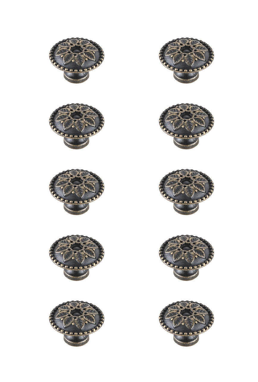 Elegant Decor KB2011-AB-10PK Corio 0.9" Diameter Antique Bronze Mushroom Knob Multipack (Set of 10)