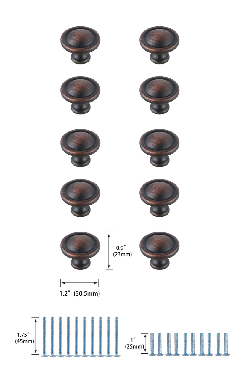 Elegant Decor KB2007-ORB-10PK Garlande 1.2" Diameter Oil-rubbed Bronze Mushroom Knob Multipack (Set of 10)