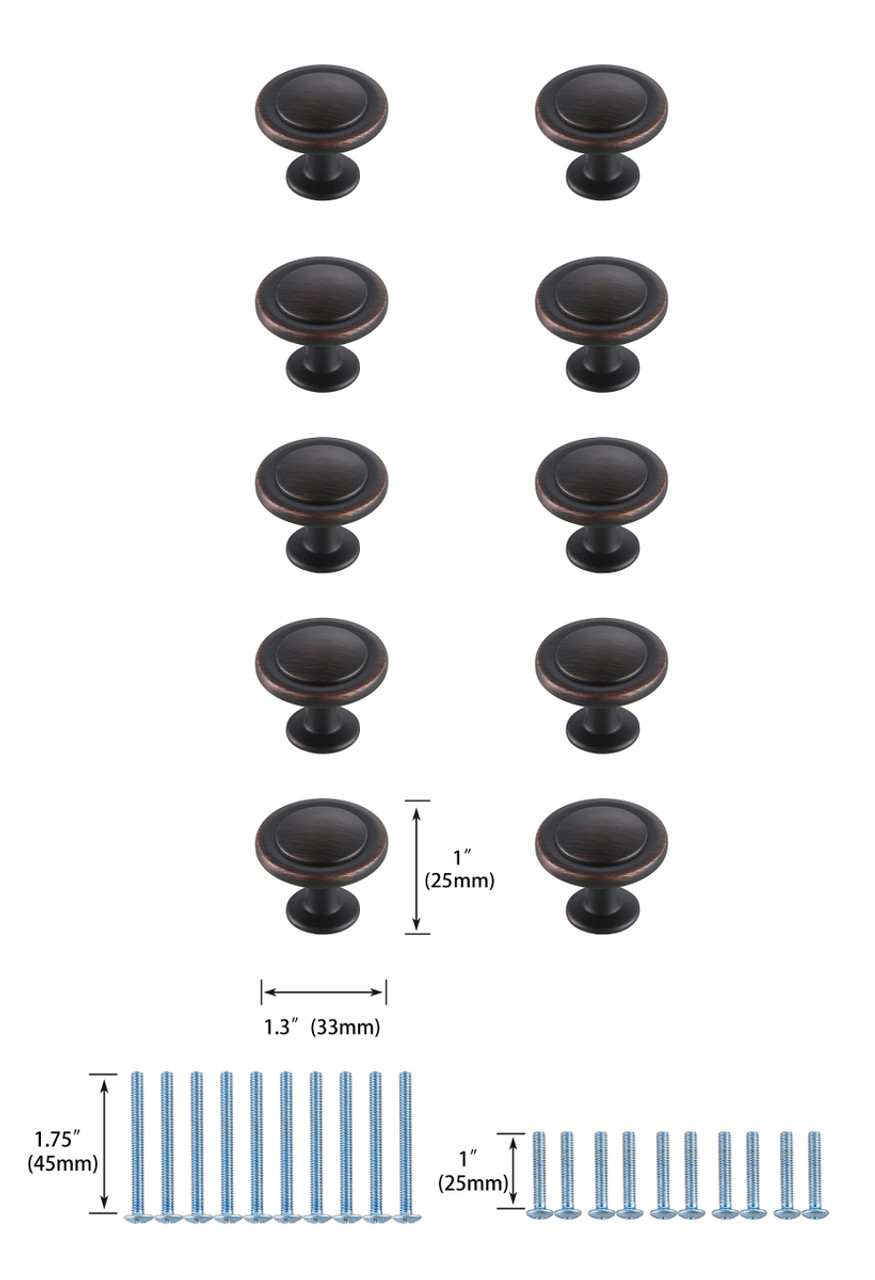 Elegant Decor KB2005-ORB-10PK Logyn 1.3" Diameter Oil-rubbed Bronze Mushroom Knob Multipack (Set of 10)