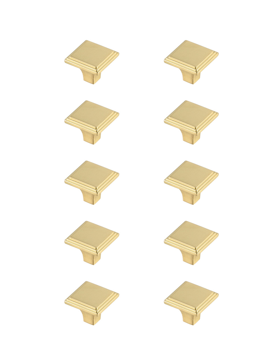 Elegant Decor KB2012-GD-10PK Wilow 1" Brushed Gold Square Knob Multipack (Set of 10)