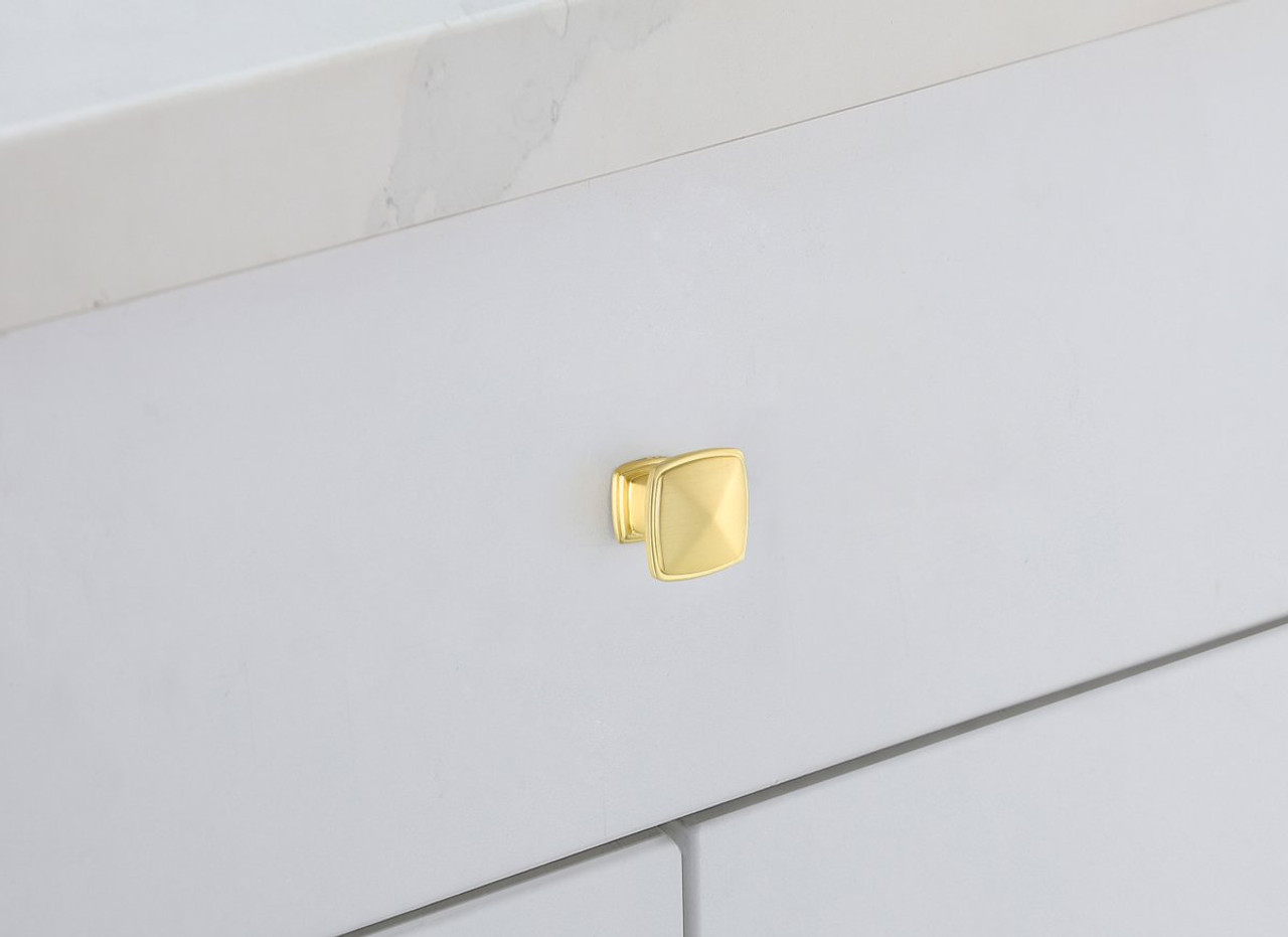 Elegant Decor KB2023-GD-10PK Marcel 1.2" Brushed Gold Square Knob Multipack (Set of 10)