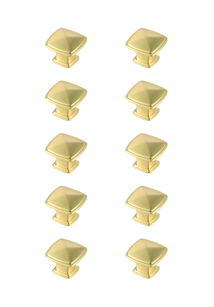 Elegant Decor KB2023-GD-10PK Marcel 1.2" Brushed Gold Square Knob Multipack (Set of 10)