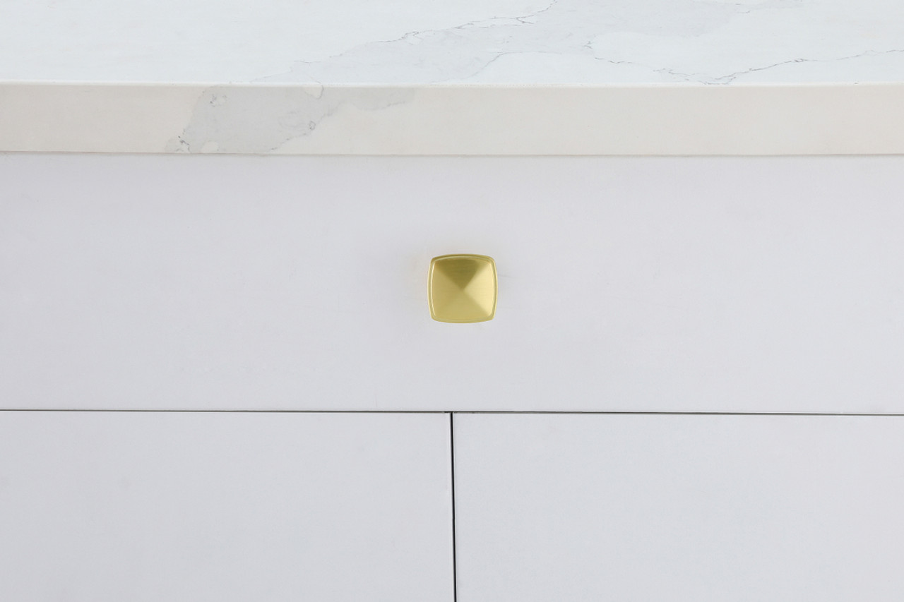 Elegant Decor KB2023-GD-10PK Marcel 1.2" Brushed Gold Square Knob Multipack (Set of 10)