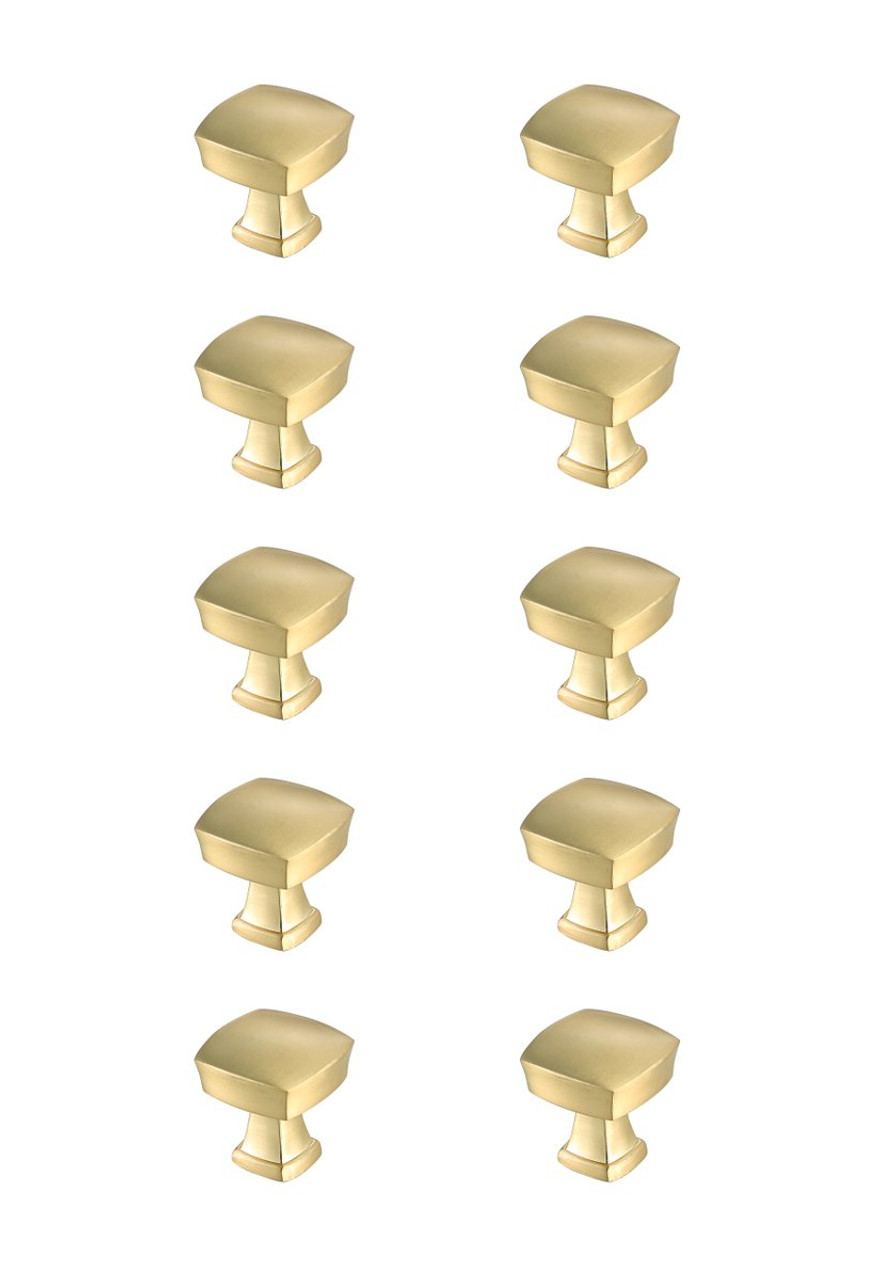 Elegant Decor KB2022-GD-10PK Irvin 1.3" Brushed Gold Square Knob Multipack (Set of 10)