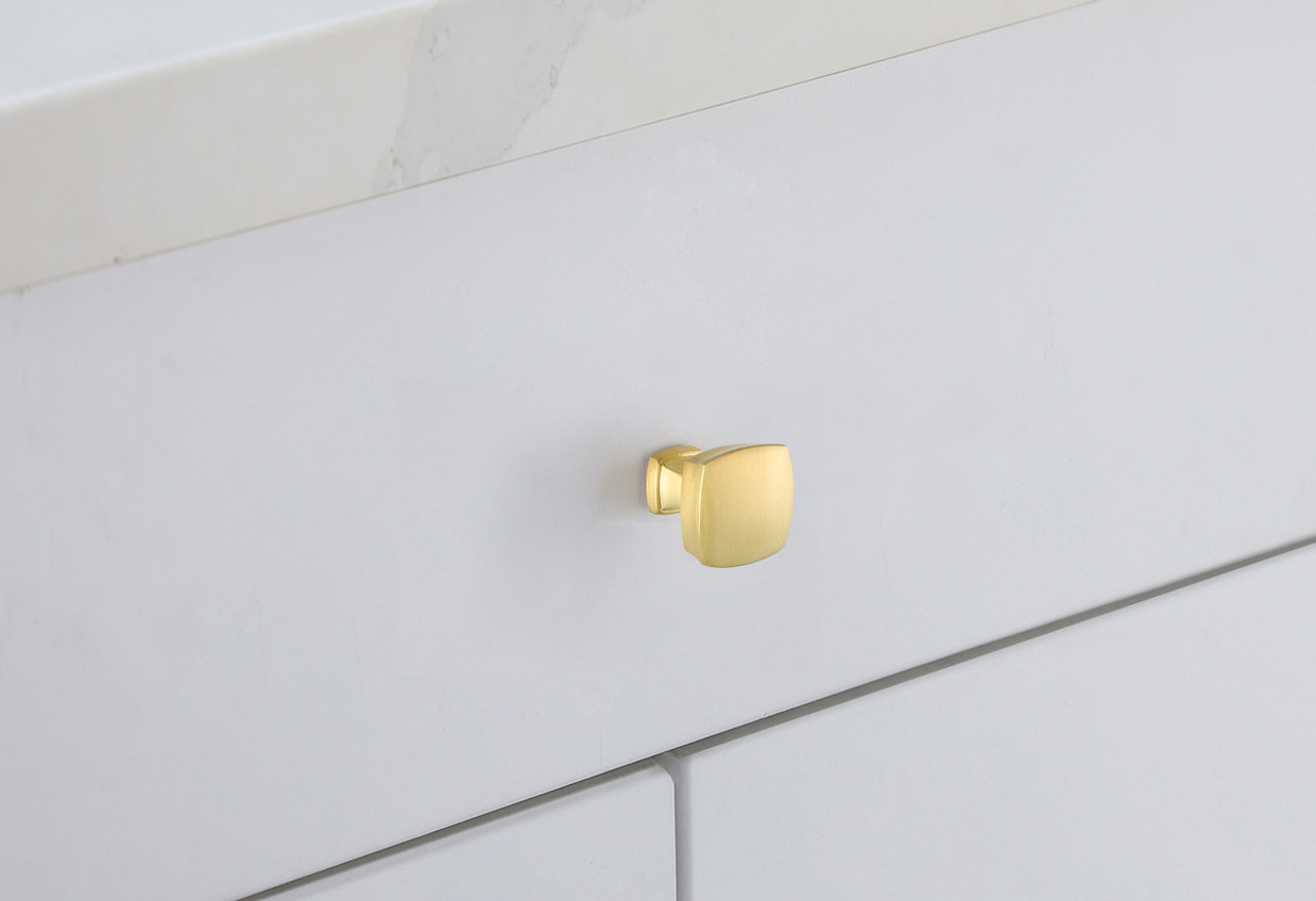 Elegant Decor KB2022-GD-10PK Irvin 1.3" Brushed Gold Square Knob Multipack (Set of 10)