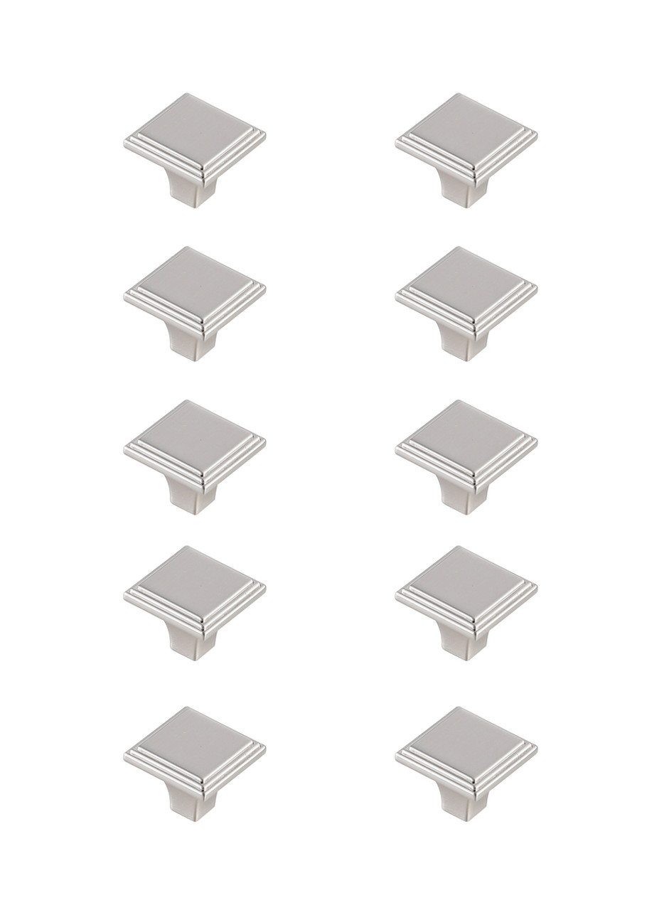 Elegant Decor KB2012-NK-10PK Wilow 1" Brushed Nickel Square Knob Multipack (Set of 10)