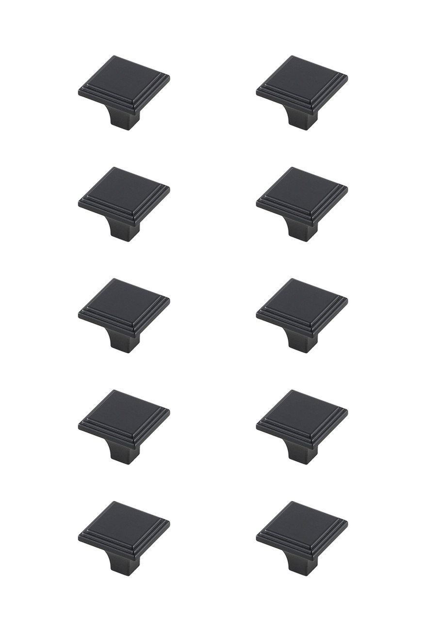 Elegant Decor KB2012-MB-10PK Wilow 1" Matte Black Square Knob Multipack (Set of 10)