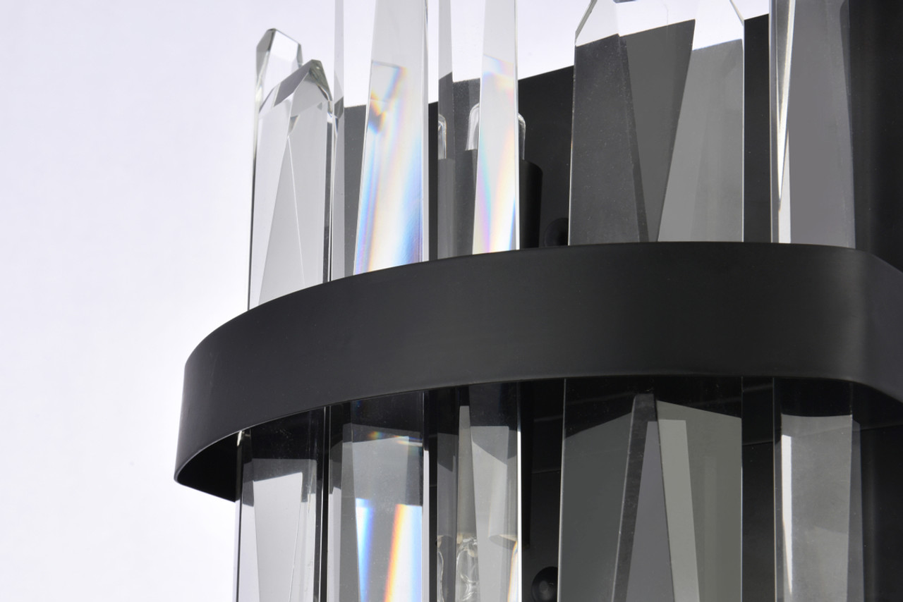 Elegant Lighting 2200W8BK Serena 8 inch crystal bath sconce in black Elegant Lighting 2200W8BK Serena 8 inch crystal bath sconce in black