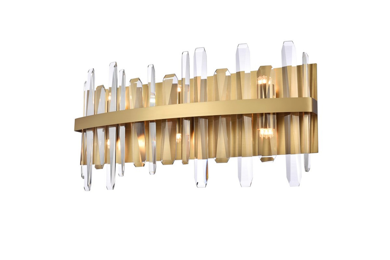 Elegant Lighting 2200W24SG Serena 24 inch crystal bath sconce in satin gold