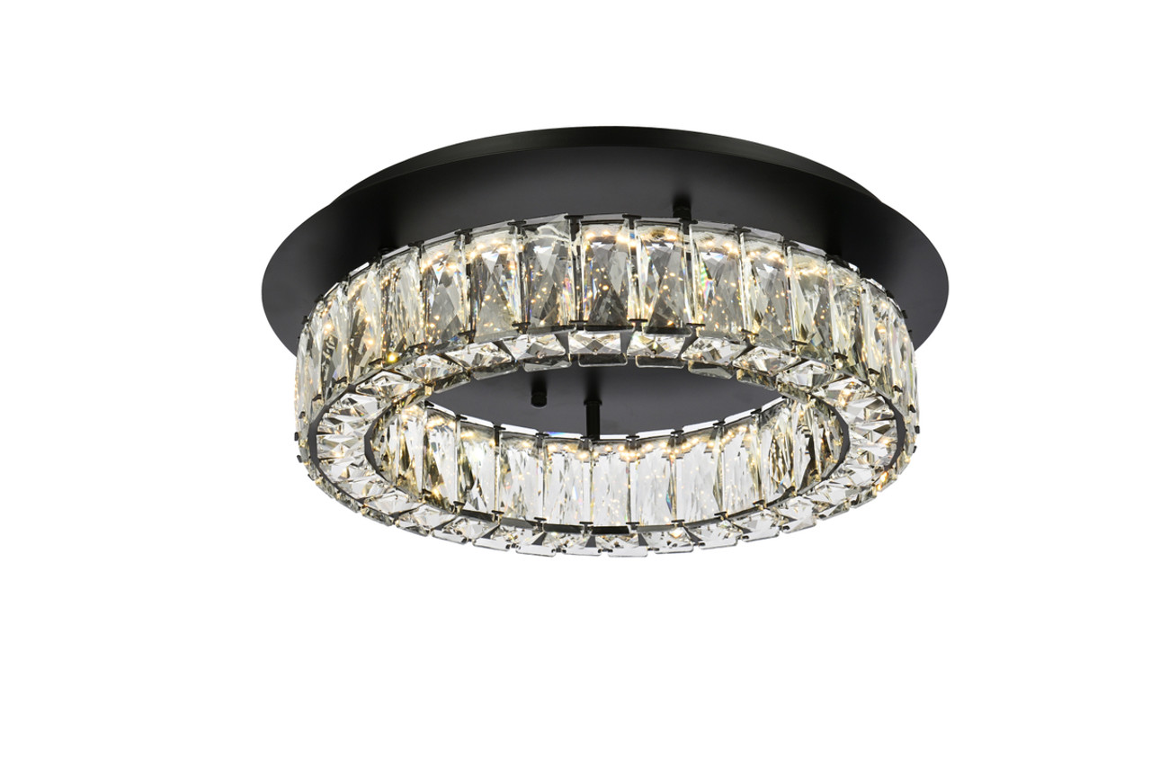 Elegant Lighting 3503F18BK Monroe 18 inch LED Single flush mount in black