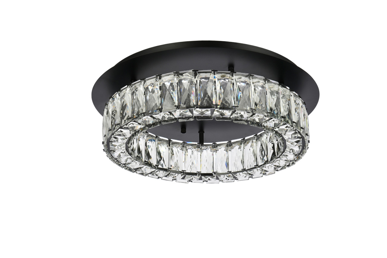 Elegant Lighting 3503F18BK Monroe 18 inch LED Single flush mount in black