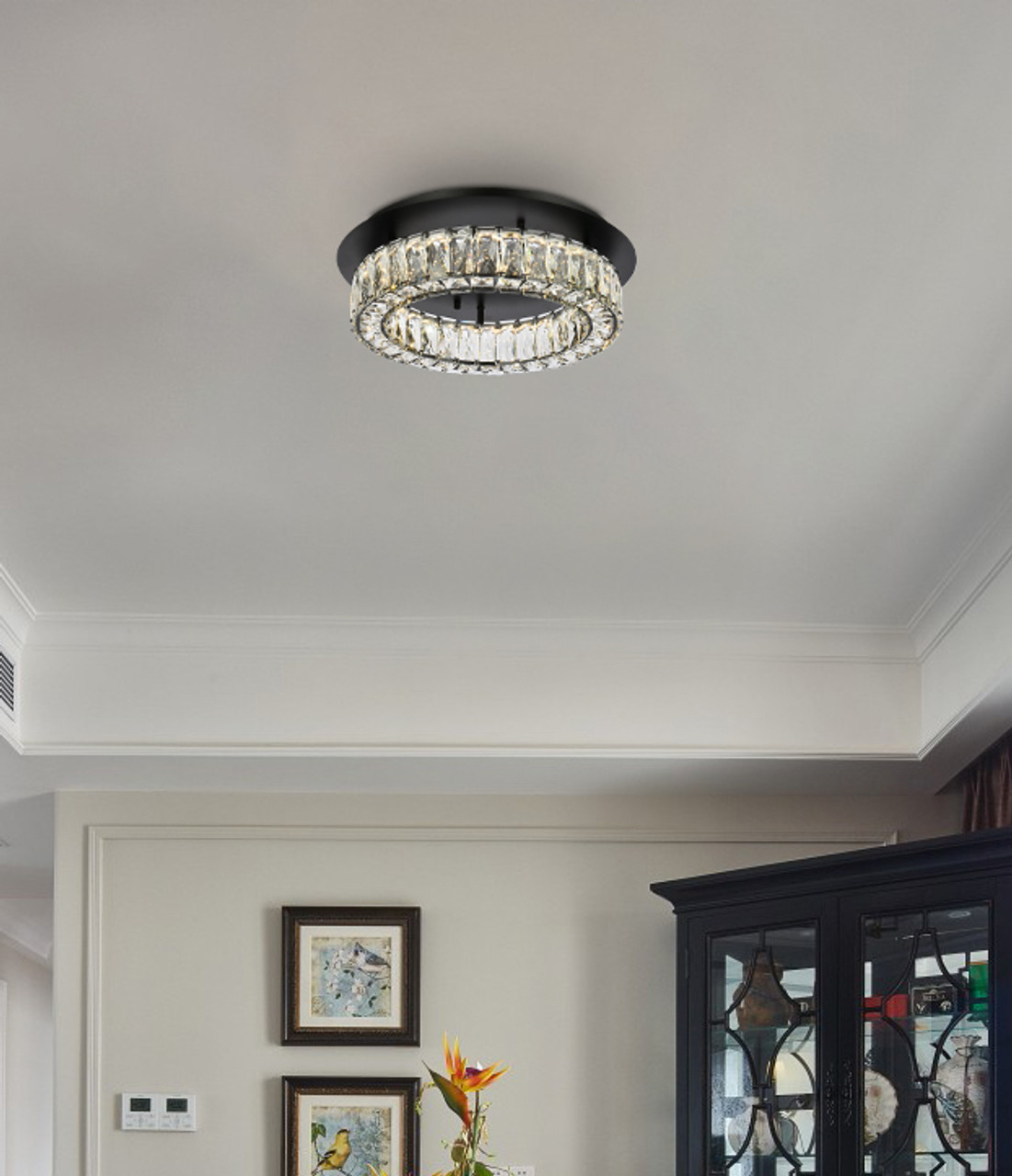 Elegant Lighting 3503F18BK Monroe 18 inch LED Single flush mount in black