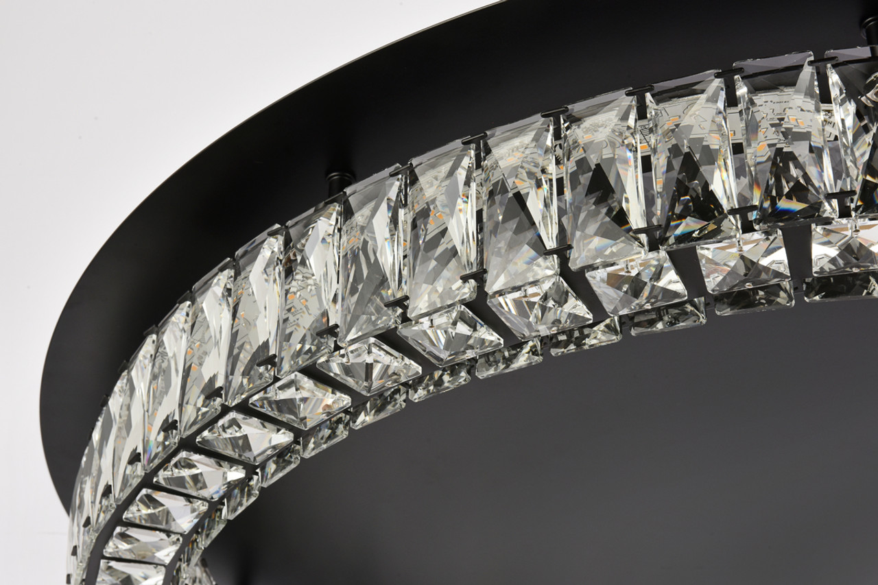 Elegant Lighting 3503F33BK Monroe 33 inch LED Single flush mount in black