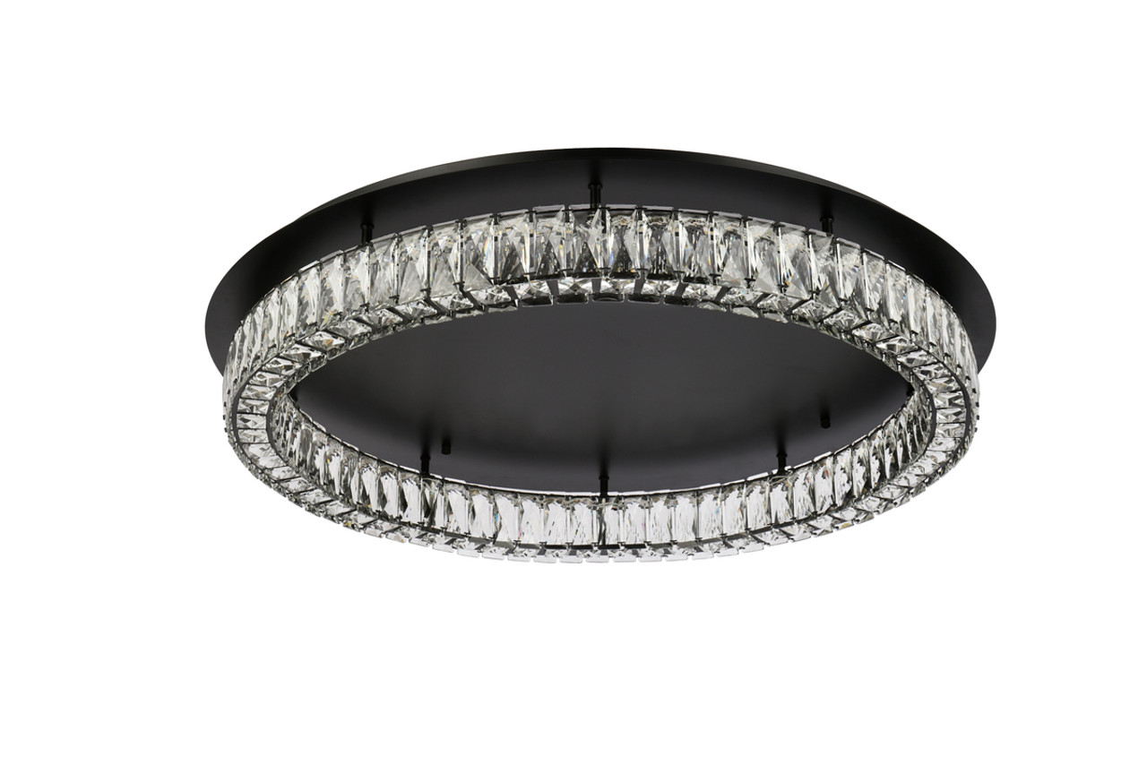 Elegant Lighting 3503F33BK Monroe 33 inch LED Single flush mount in black