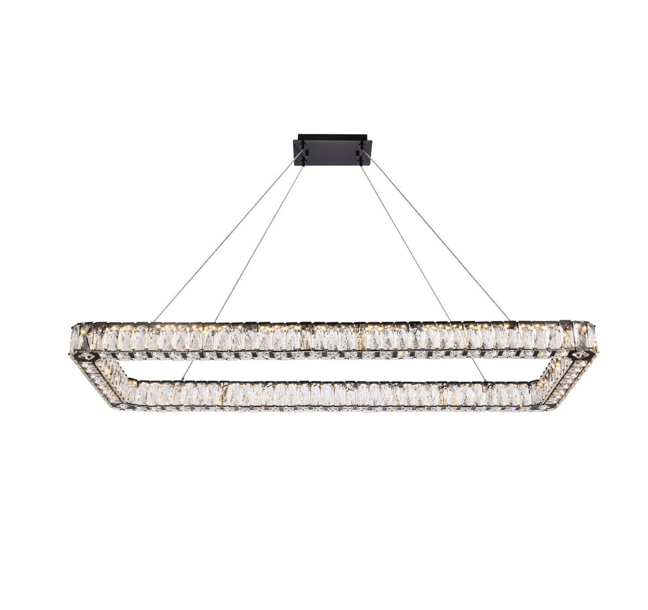 Elegant Lighting 3504D50L1BK Monroe 50 inch LED Single rectangle pendant in black