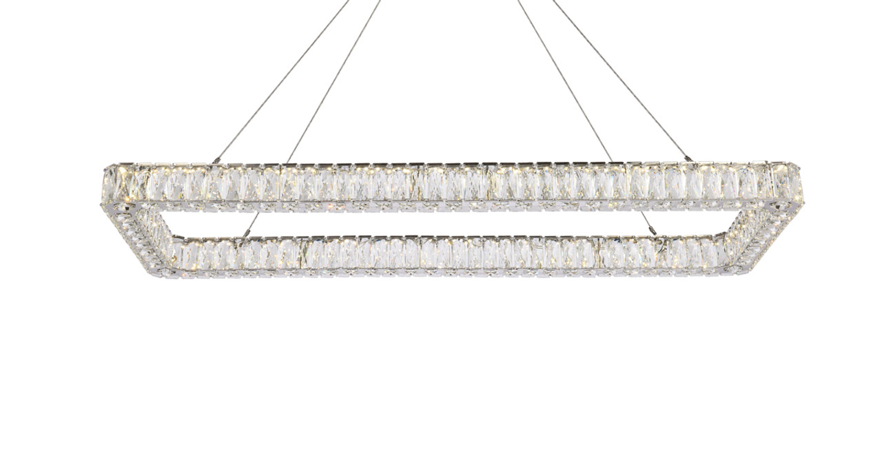 Elegant Lighting 3504D50L1C Monroe 50 inch LED Single rectangle pendant in chrome