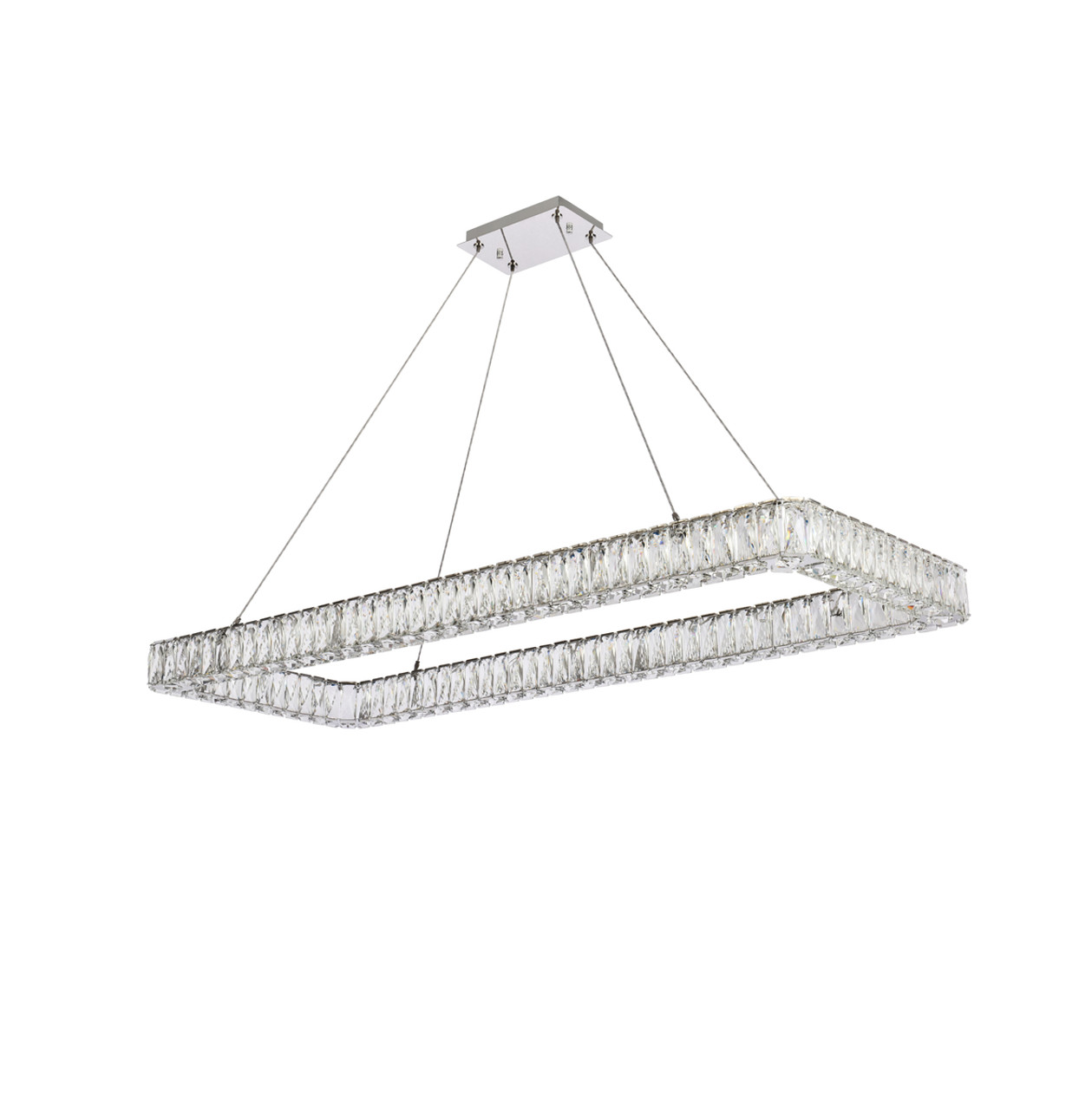 Elegant Lighting 3504D50L1C Monroe 50 inch LED Single rectangle pendant in chrome