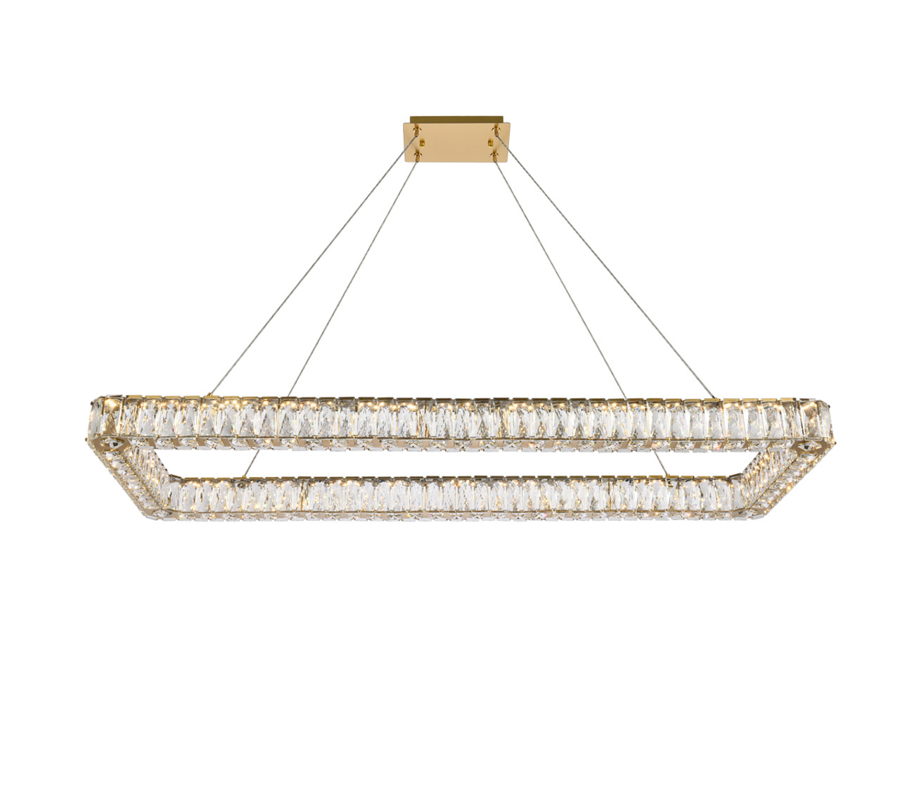 Elegant Lighting 3504D50L1G Monroe 50 inch LED Single rectangle pendant in gold