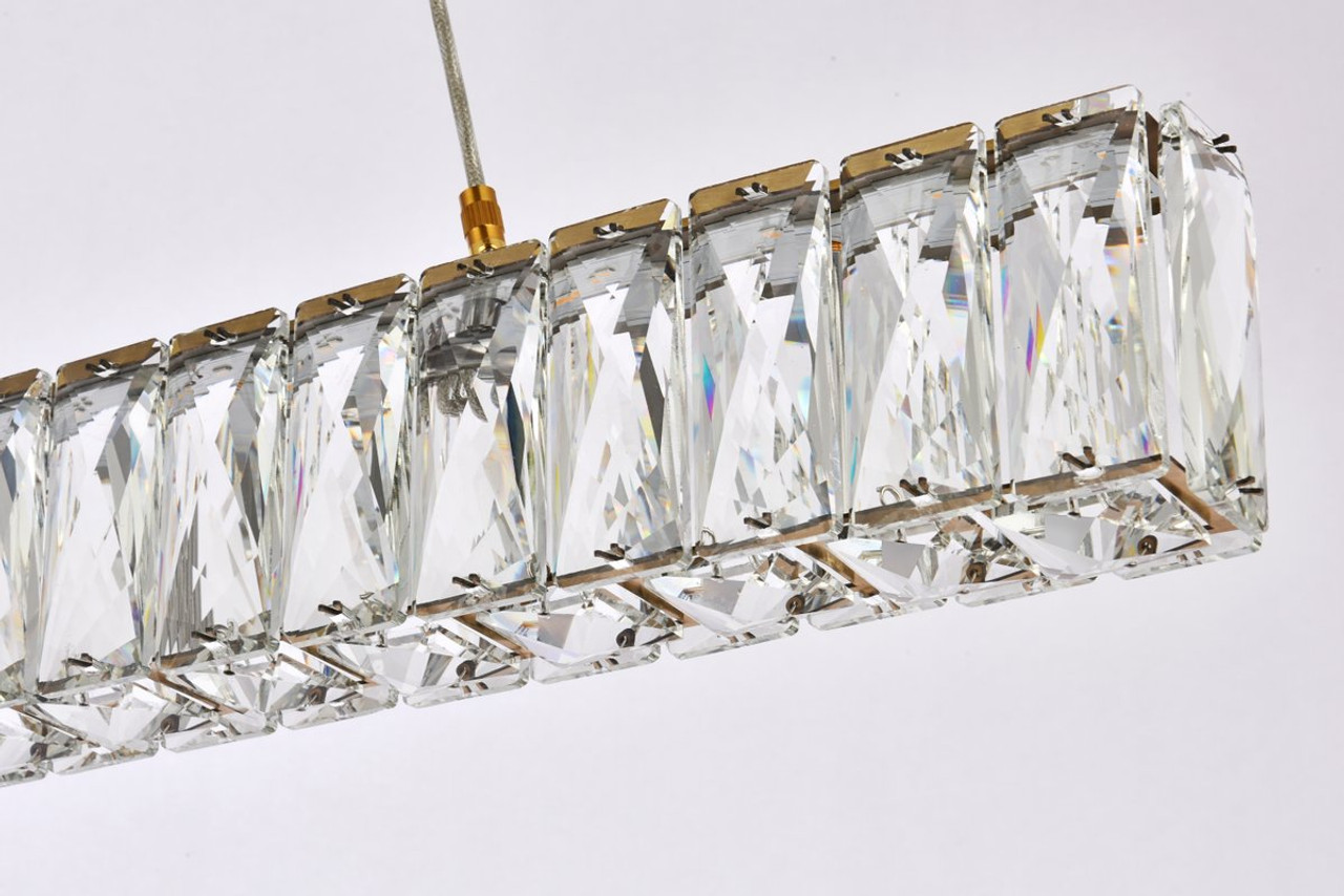 Elegant Lighting 3502D31G Monroe 31 inch LED linear pendant in gold