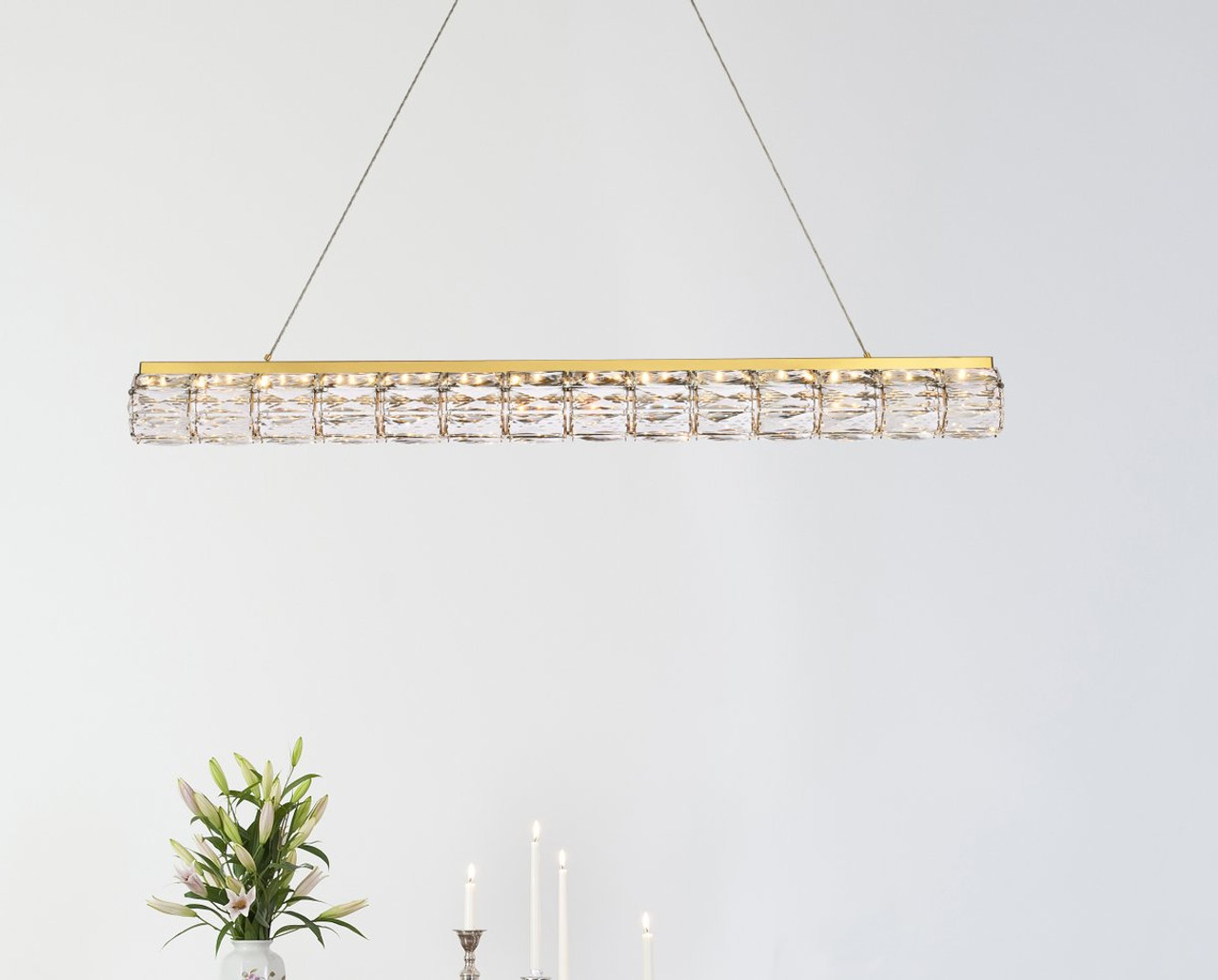 Elegant Lighting 3501D42G Valetta 42 inch LED linear pendant in gold