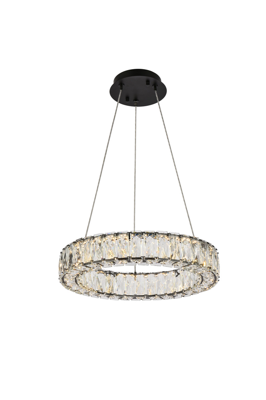 Elegant Lighting 3503D17BK Monroe 17 inch LED round Single pendant in black