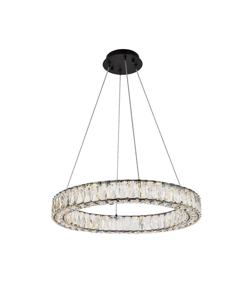 Elegant Lighting 3503D23BK Monroe 23 inch LED round Single pendant in black