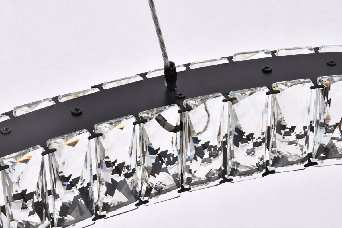 Elegant Lighting 3503D36BK Monroe 36 inch LED oval Single pendant in black