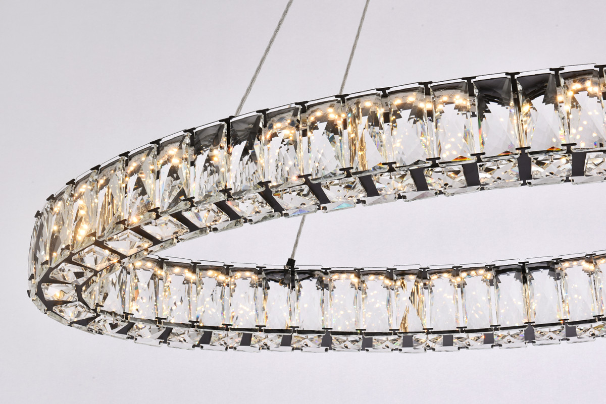 Elegant Lighting 3503D36BK Monroe 36 inch LED oval Single pendant in black