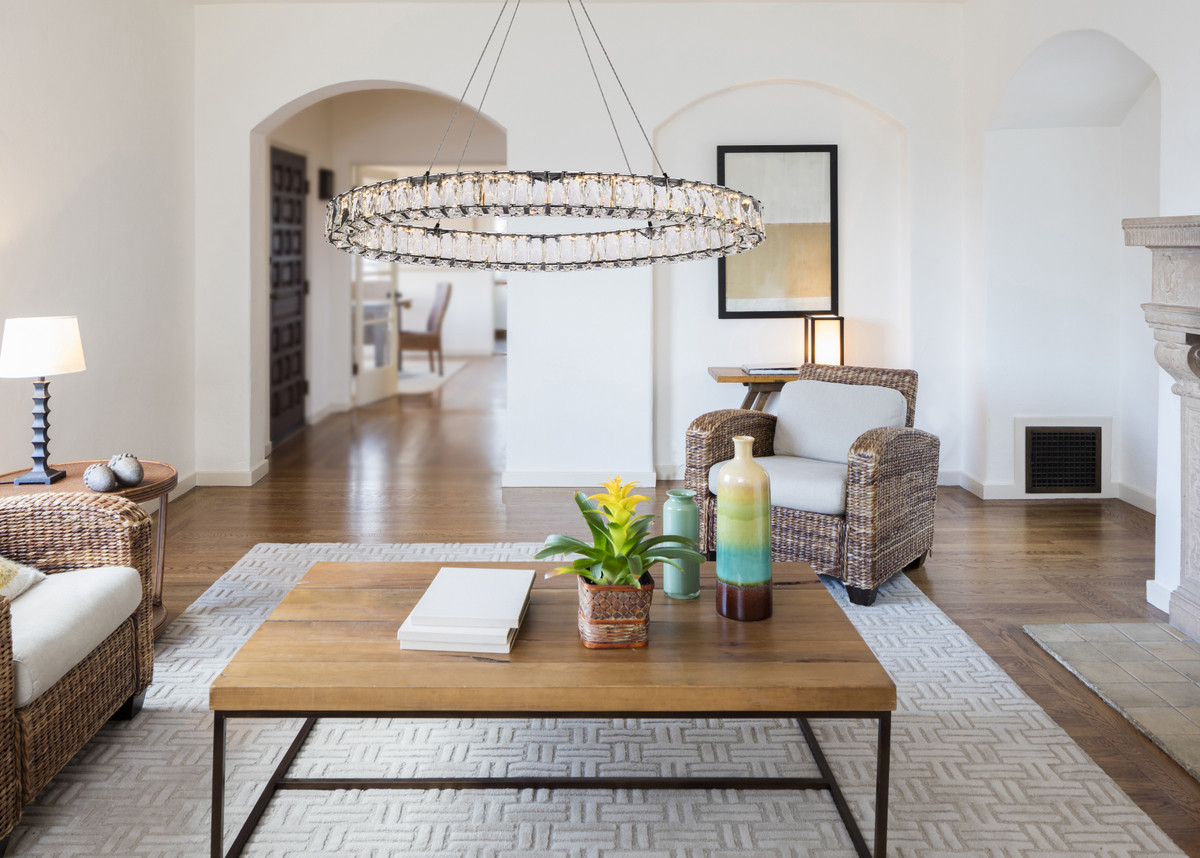 Elegant Lighting 3503D36BK Monroe 36 inch LED oval Single pendant in black