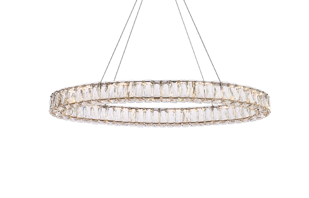 Elegant Lighting 3503D36G Monroe 36 inch LED oval Single pendant in gold