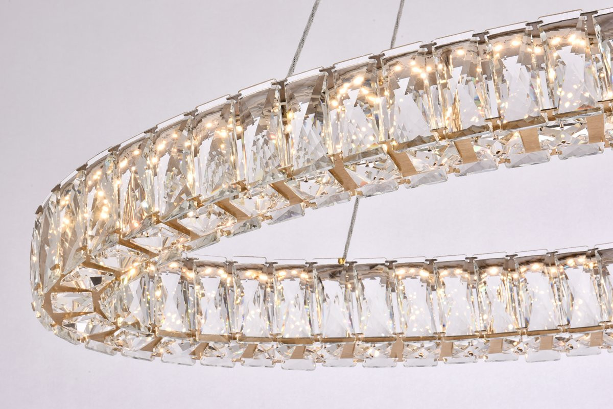 Elegant Lighting 3503D36G Monroe 36 inch LED oval Single pendant in gold