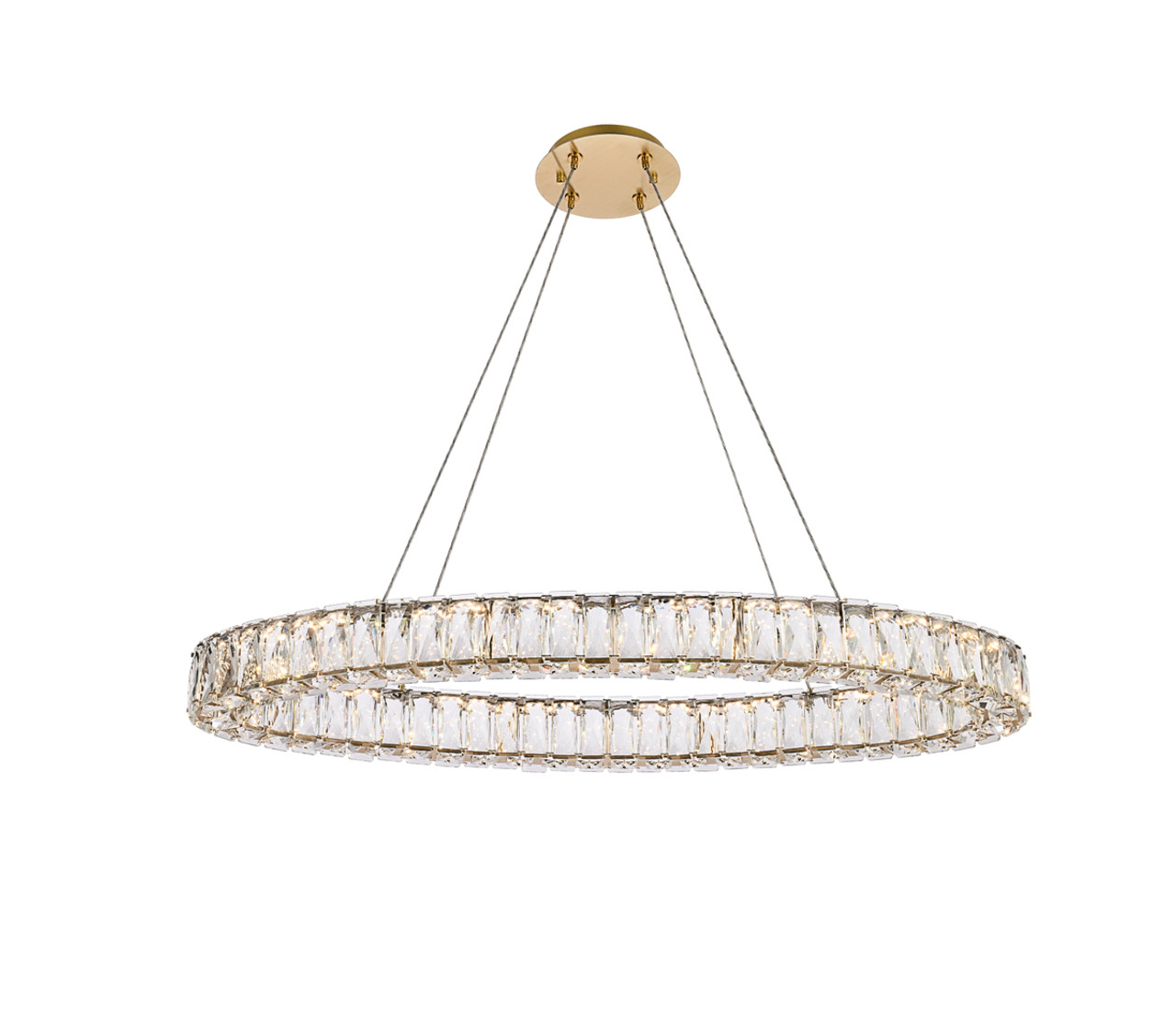 Elegant Lighting 3503D36G Monroe 36 inch LED oval Single pendant in gold