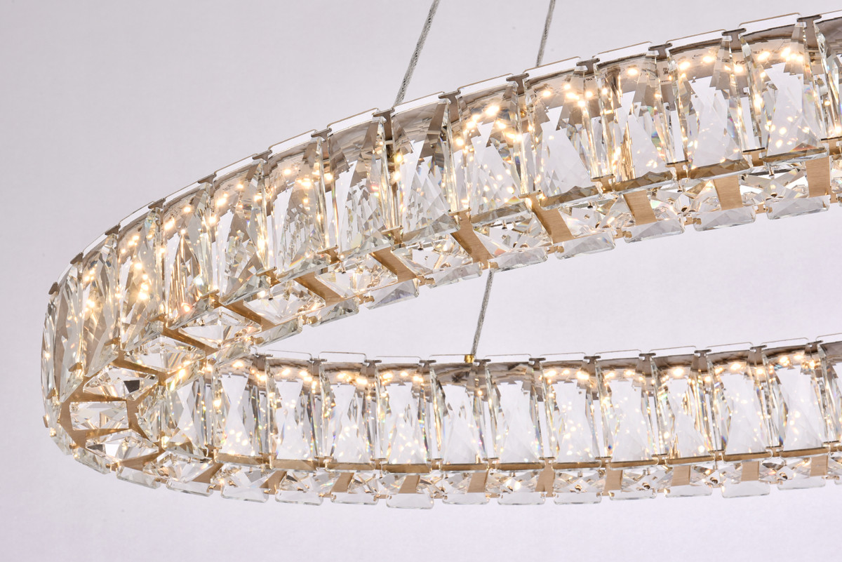 Elegant Lighting 3503D36G Monroe 36 inch LED oval Single pendant in gold