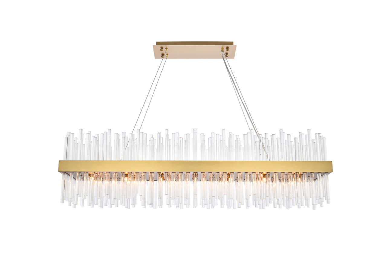 Elegant Lighting 3000G48SG Dallas 48 inch rectangle crystal pendant in satin gold Elegant Lighting 3000G48SG Dallas 48 inch rectangle crystal pendant in satin gold