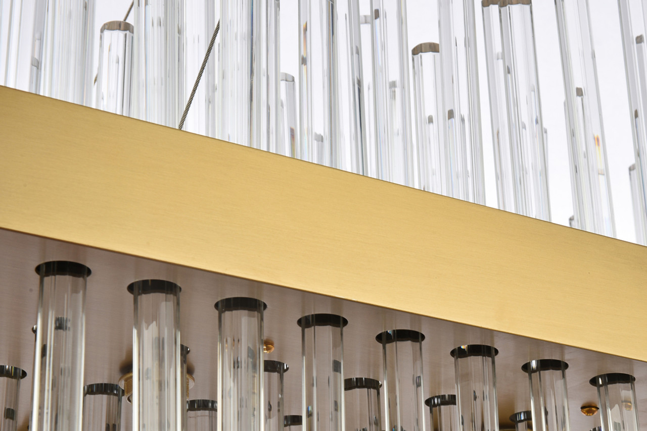 Elegant Lighting 3000G48SG Dallas 48 inch rectangle crystal pendant in satin gold Elegant Lighting 3000G48SG Dallas 48 inch rectangle crystal pendant in satin gold