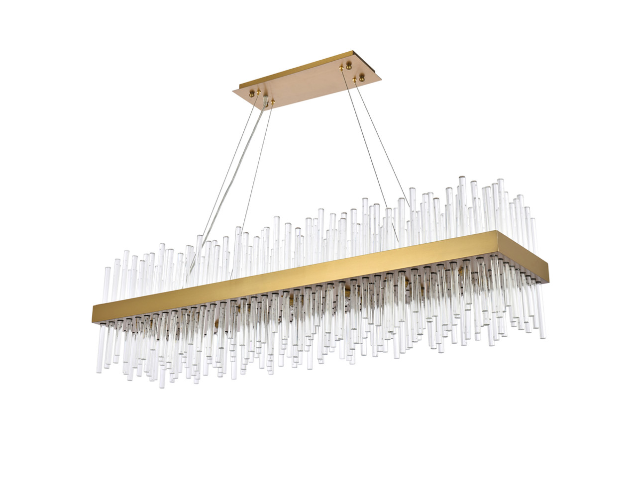 Elegant Lighting 3000G48SG Dallas 48 inch rectangle crystal pendant in satin gold Elegant Lighting 3000G48SG Dallas 48 inch rectangle crystal pendant in satin gold