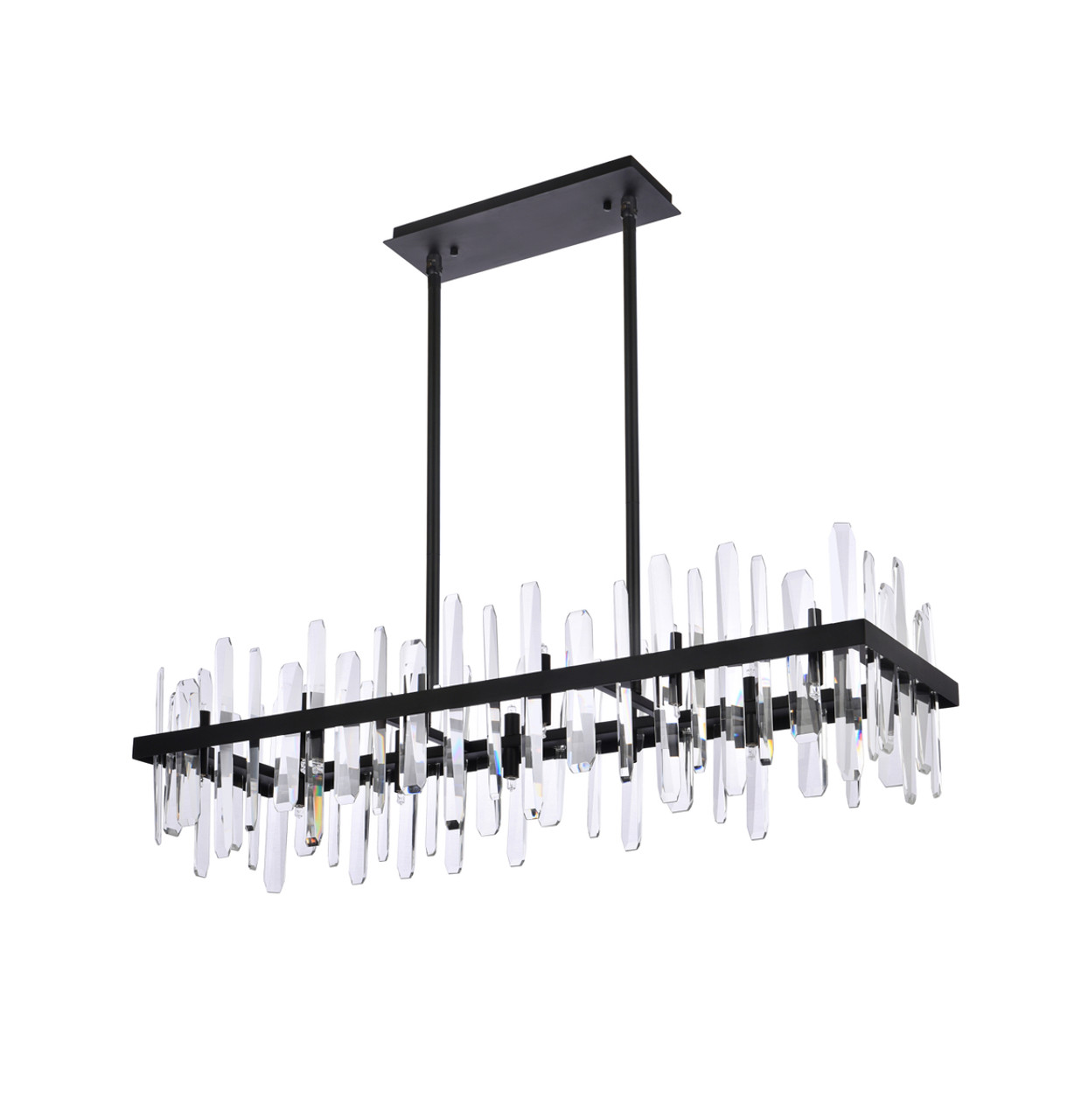 Elegant Lighting 2200G42BK Serena 42 inch crystal rectangle chandelier in black