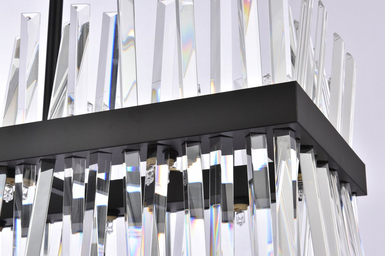 Elegant Lighting 6200G42BK Serephina 42 inch crystal rectangle chandelier light in black