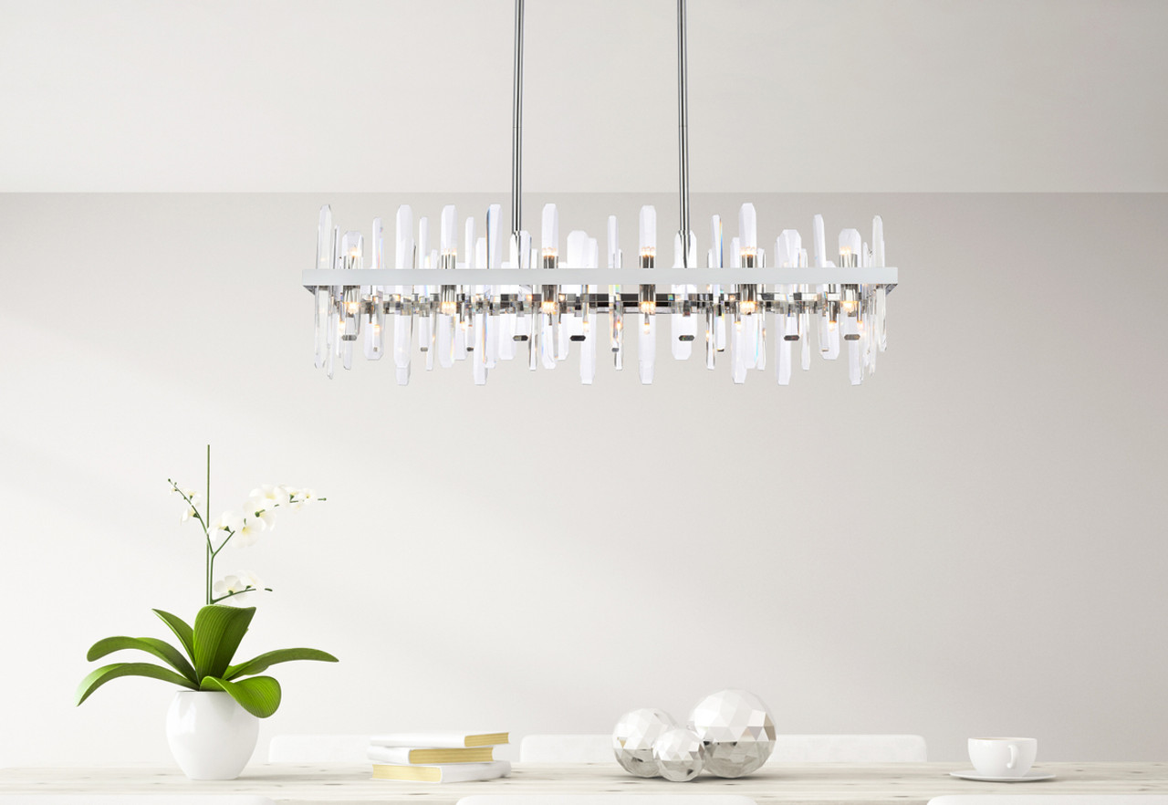 Elegant Lighting 2200G42C Serena 42 inch crystal rectangle chandelier in chrome