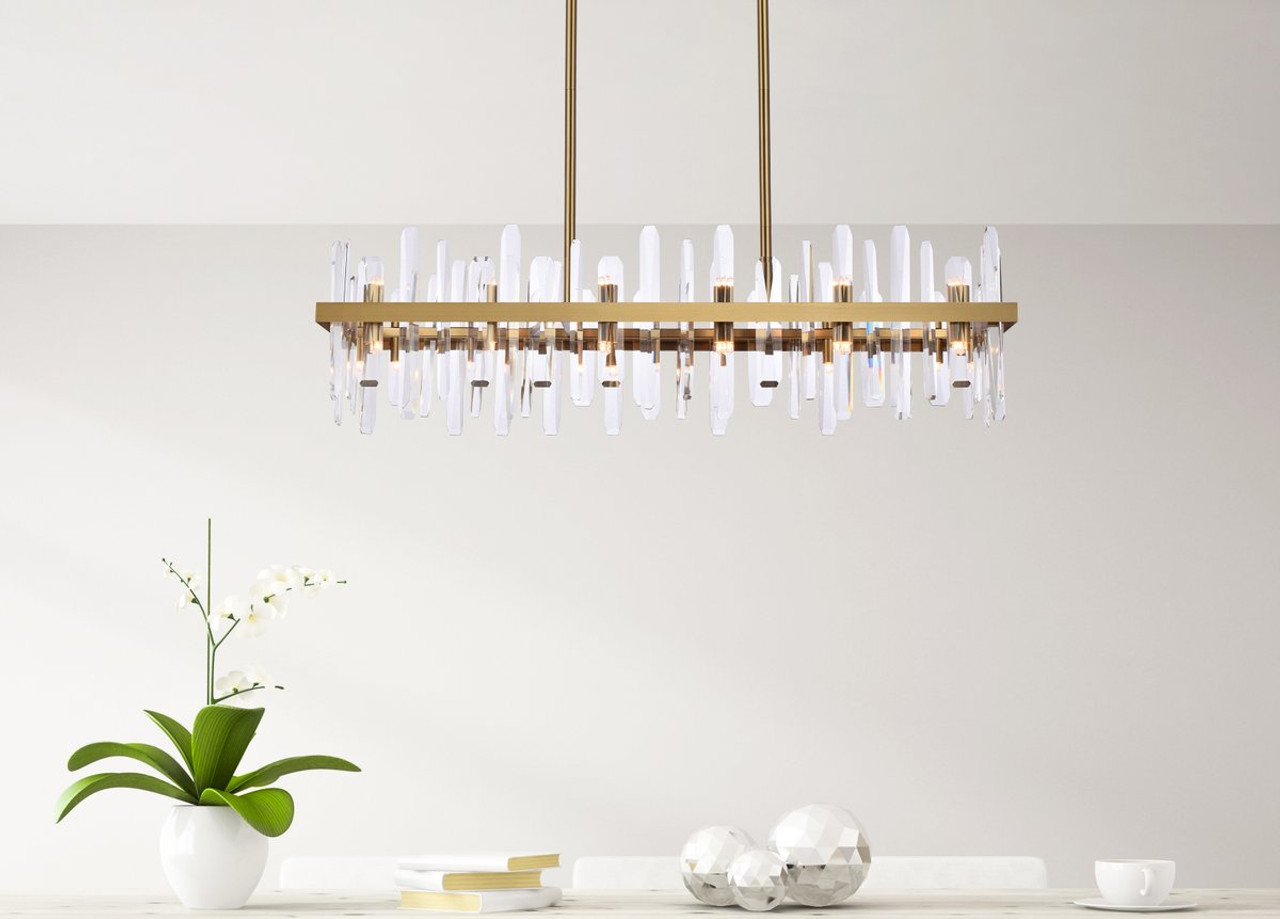 Elegant Lighting 2200G42SG Serena 42 inch crystal rectangle chandelier in satin gold Elegant Lighting 2200G42SG Serena 42 inch crystal rectangle chandelier in satin gold