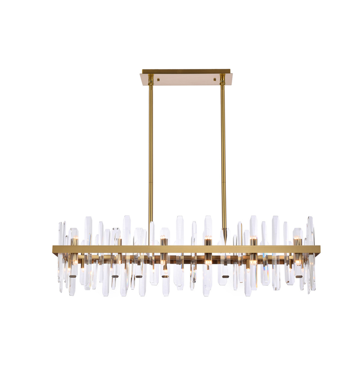 Elegant Lighting 2200G42SG Serena 42 inch crystal rectangle chandelier in satin gold