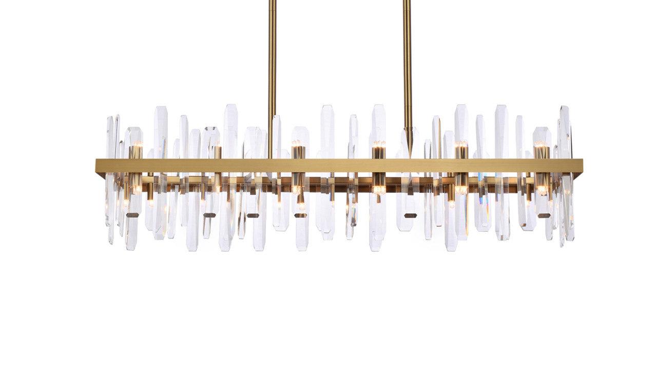 Elegant Lighting 2200G42SG Serena 42 inch crystal rectangle chandelier in satin gold