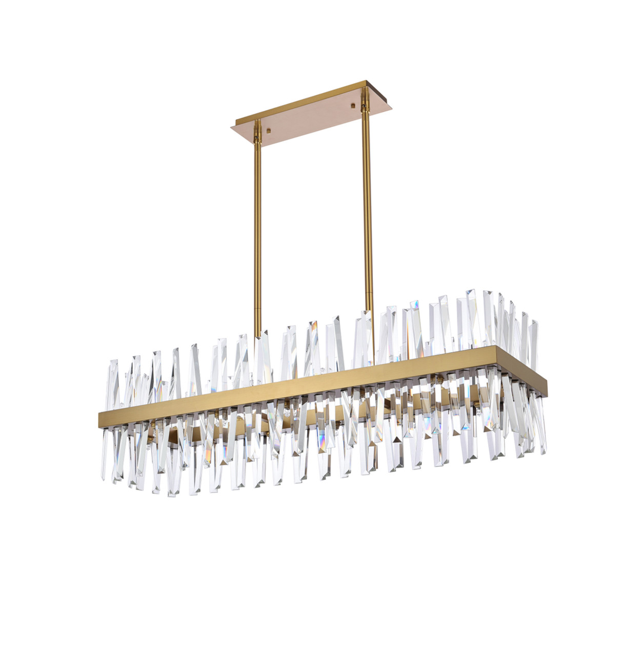 Elegant Lighting 6200G42SG Serephina 42 inch crystal rectangle chandelier light in satin gold Elegant Lighting 6200G42SG Serephina 42 inch crystal rectangle chandelier light in satin gold