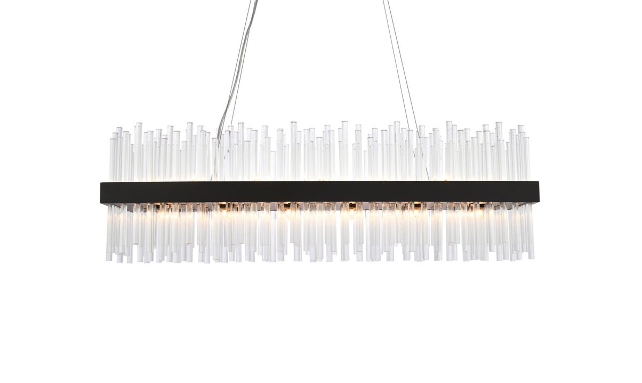 Elegant Lighting 3000G42BK Dallas 42 inch rectangle crystal pendant in black Elegant Lighting 3000G42BK Dallas 42 inch rectangle crystal pendant in black